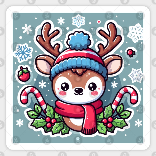 Cute Deer Christmas Sticker by dinokate